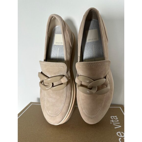 New Dolce Vita Womens Jaksen Dune Suede Chain Loafers Size 7.5 With Box - Picture 1 of 5
